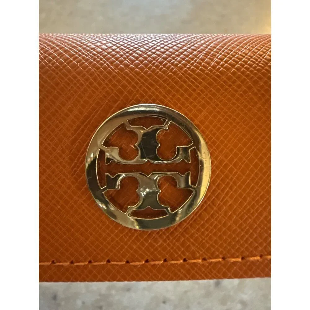 Tory Birch Orange With Gold Logo Reading Glasses Case‎